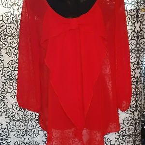 A. Byer Tops - Sheer Red Blouse A. Byer Tops - Sheer Red Blouse
